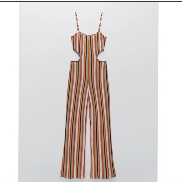 NWT Zara striped cut out knit jumpsuit Size M - Picture 4 of 10